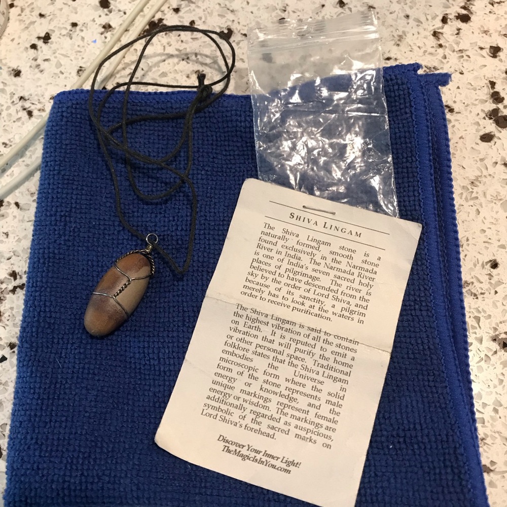 Shiva Lingam Stone Wire Wrapped  with 26” Cord